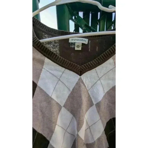 Women's St Johns Bay brown and cream argyle sweater size XL - Picture 2 of 6
